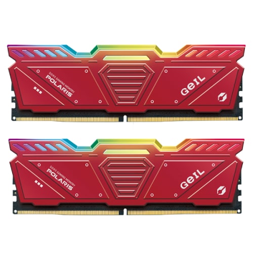 رم کامپیوتر دو کاناله Geil Polaris RGB Red DDR5 4800MHz ظرفیت 32GB (2x16GB)