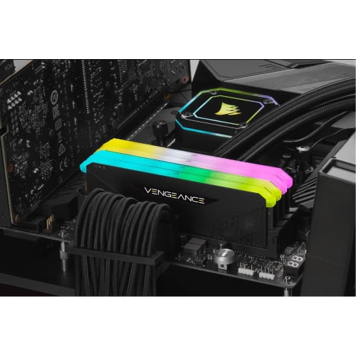 رم کامپیوتر CORSAIR VENGEANCE RGB RS Black 32GB 16GBx2 3200MHz CL16 DDR4