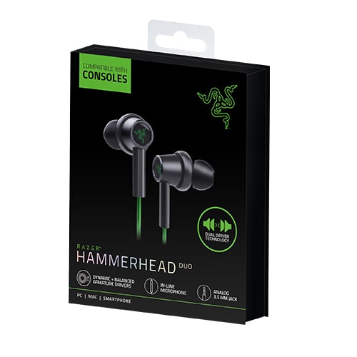 هدست بازی ریزر مدل Razer Hammerhead Duo For Consoles Green