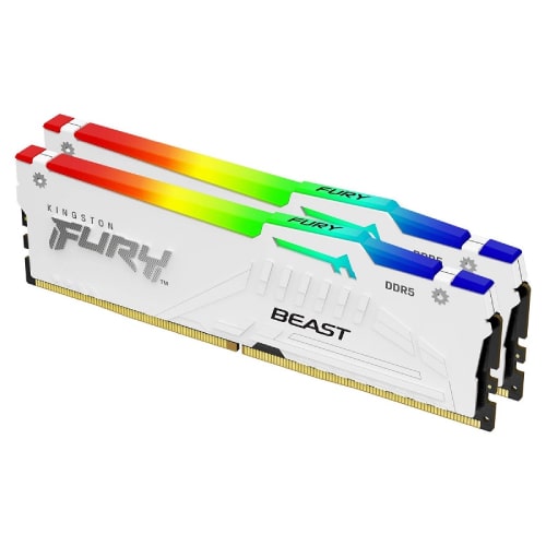 رم کامپیوتر Kingston FURY Beast RGB White DDR5 32GB(2X16GB) 5600MHz CL40