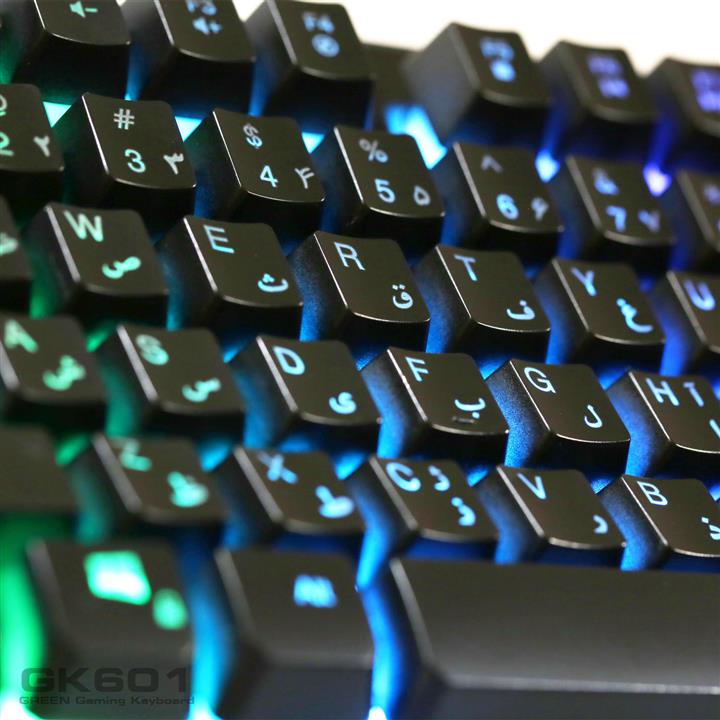 کیبورد گیمینگ با نور پس زمینه رنگی گرین مدل GREEN GK601-RGB