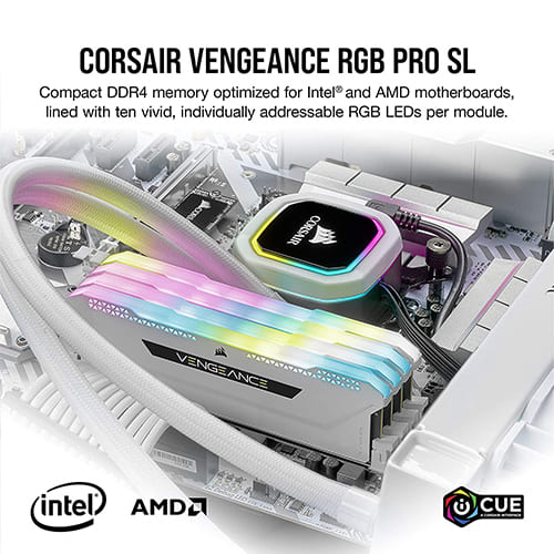 رم کامپیوتر Corsair VENGEANCE RGB PRO 16GB (8x2) 3200MHz CL16 White