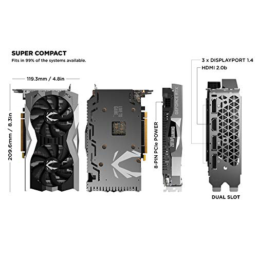 ZOTAC GAMING GeForce RTX 2060 SUPER MINI 8GB GDDR6 256-bit 14Gbps Gaming Graphics Card