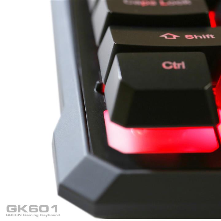 کیبورد گیمینگ با نور پس زمینه رنگی گرین مدل GREEN GK601-RGB