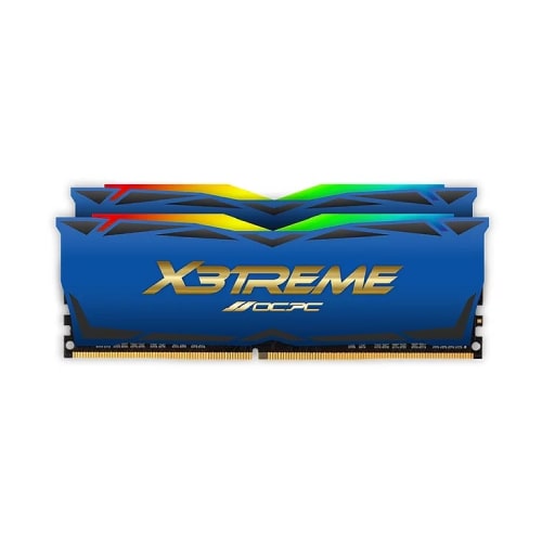 رم کامپیوتر OCPC X3 TREME RGB 32GB 16GBx2 3600MHz CL18 DDR4 BLUE LABLE