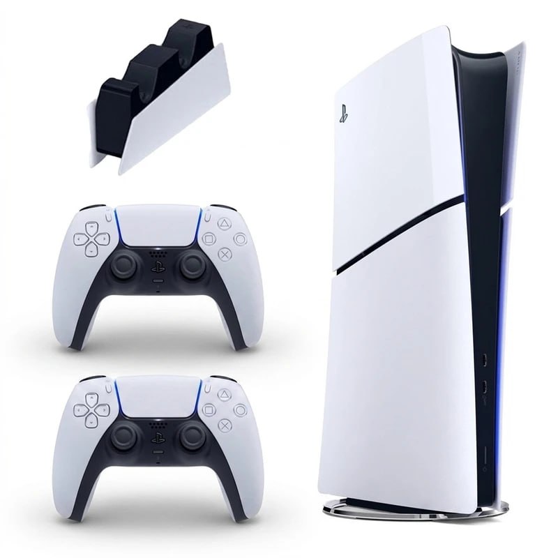 کنسول بازی سونی مدل PLAYSTATION 5 Slim نسخه دیجیتالی ظرفیت 825 گیگابایت ریجن اروپا 2116 به همرا یک دسته اضافی و شارژر اورجینال سونی