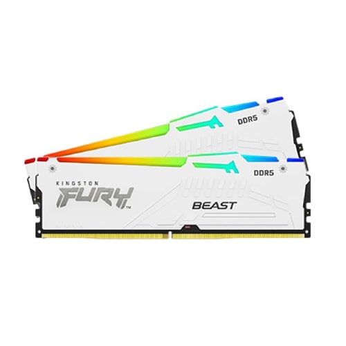 رم کامپیوتر Kingston FURY Beast RGB White DDR5 64GB(2X32GB) 5600MHz CL40