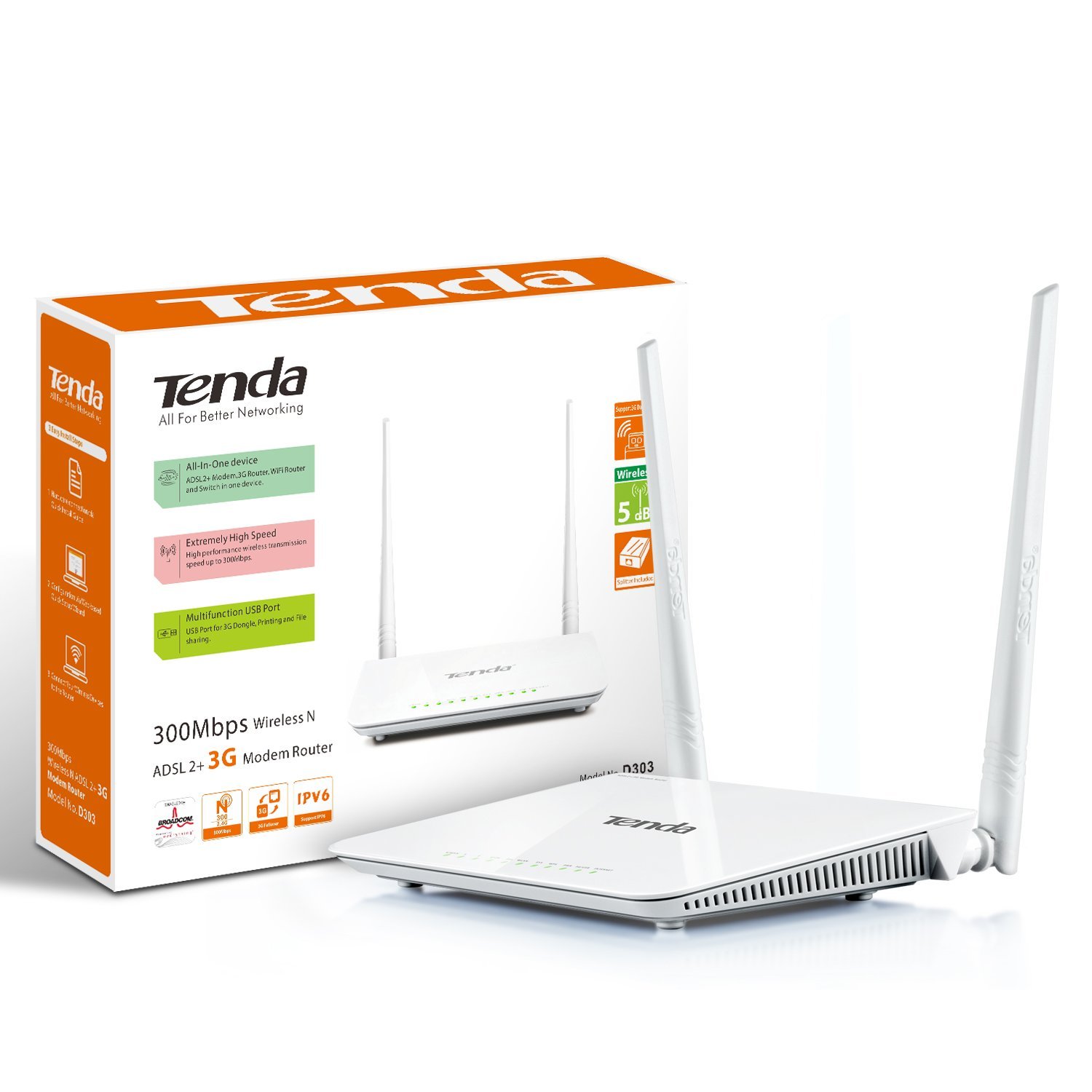  مودم بي‌سيم  TENDA D303 ADSL2 AND 3G 