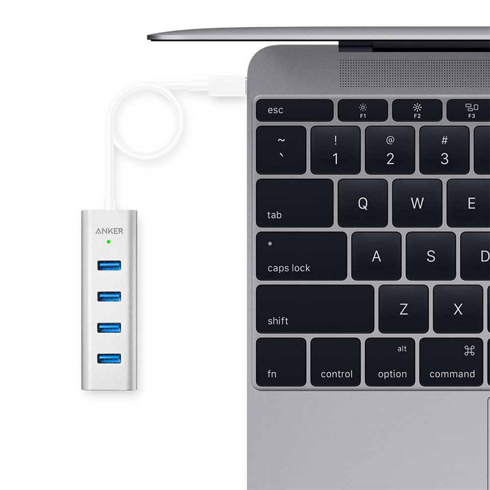 هاب USB انکر آلومینیومی با ۴ درگاه USB-C To 4-Port USB 3.0